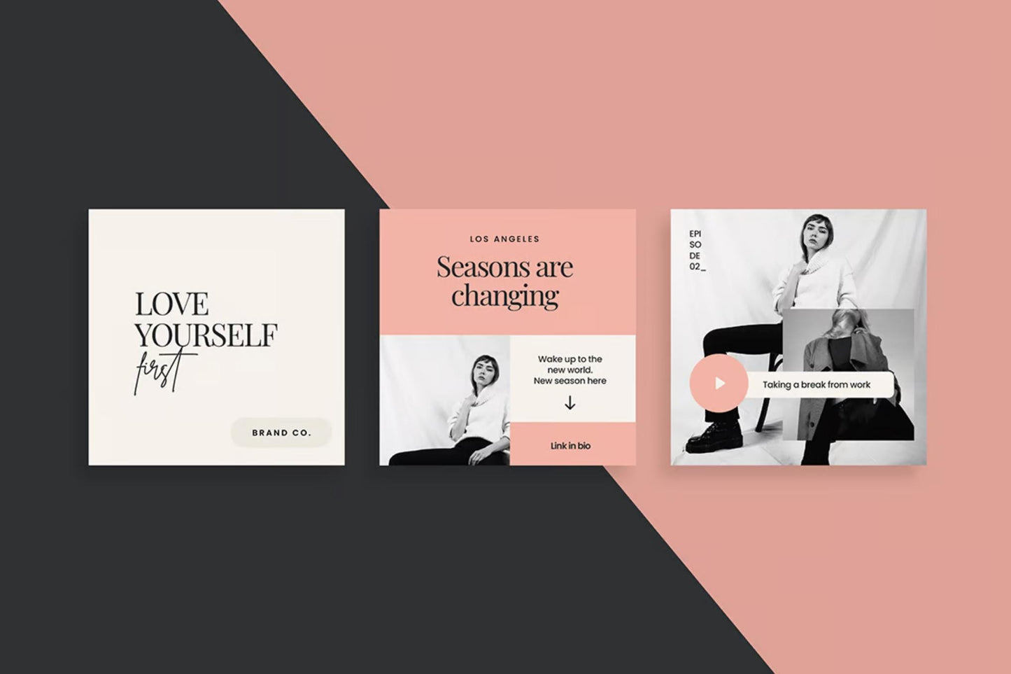Pink Instagram Post Templates: Social Media Kit (Canva Editable)