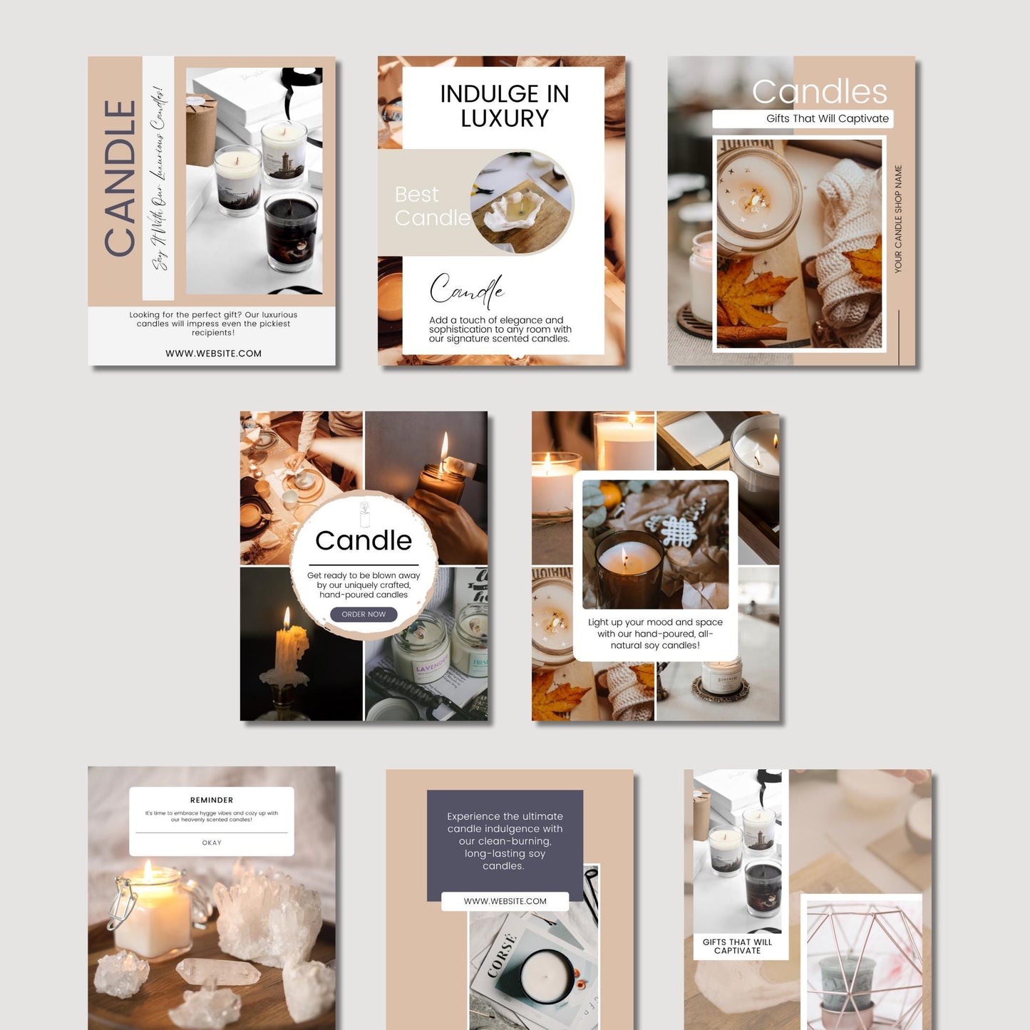 Candle Business Social Media Kit: 90 Canva Templates (Instagram, Pinterest)