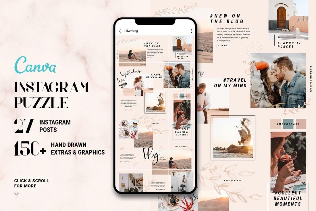 Editable Canva Social Media Templates Bundle - 900+ Instagram, Pinterest, Facebook Posts & Stories, Chic | Modern Designs, Instant Download