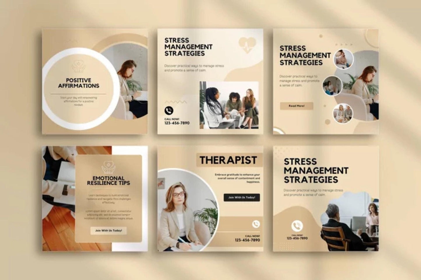 Therapist Instagram Templates: Canva Editable Social Media Kit