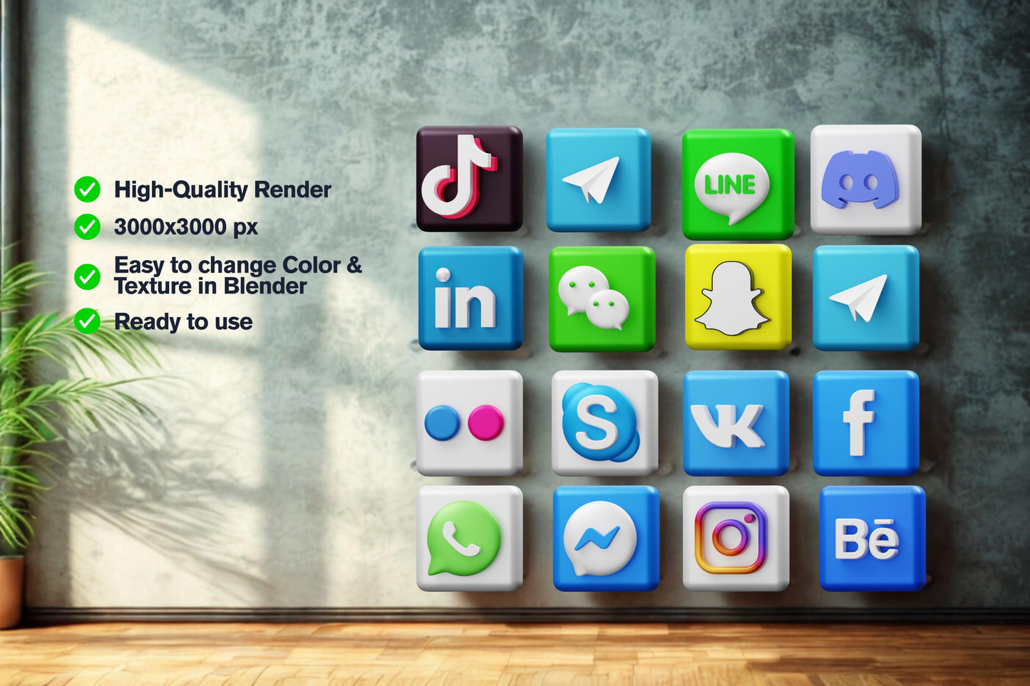 Dynamic 3D Social Media Icons Pack | Modern Social Media 3D Illustrations | Marketing & Branding Graphics | Digital Download