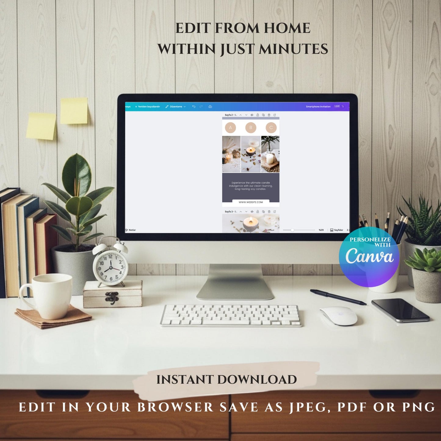 Candle Business Social Media Kit: 90 Canva Templates (Instagram, Pinterest)