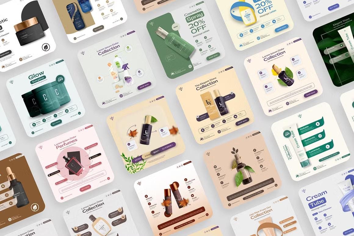 Elegant Skincare Instagram Templates: Canva Pro Beauty Social Media Kit