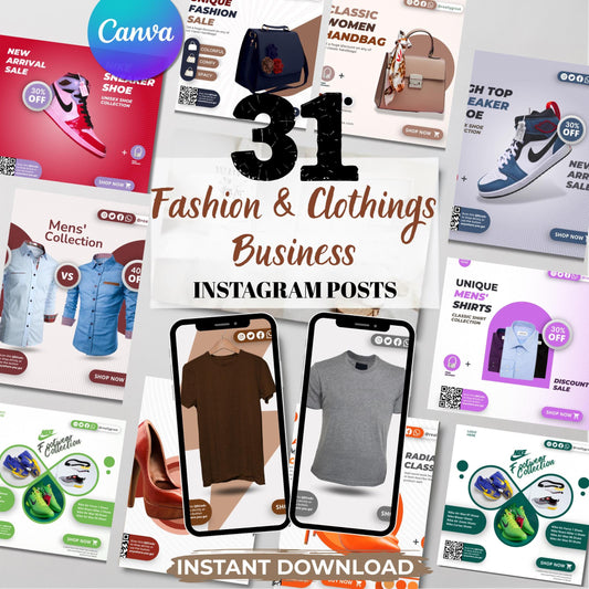 Fashion Instagram Templates for Canva Pro: Clothing Brand Social Media Kit (Digital Download)