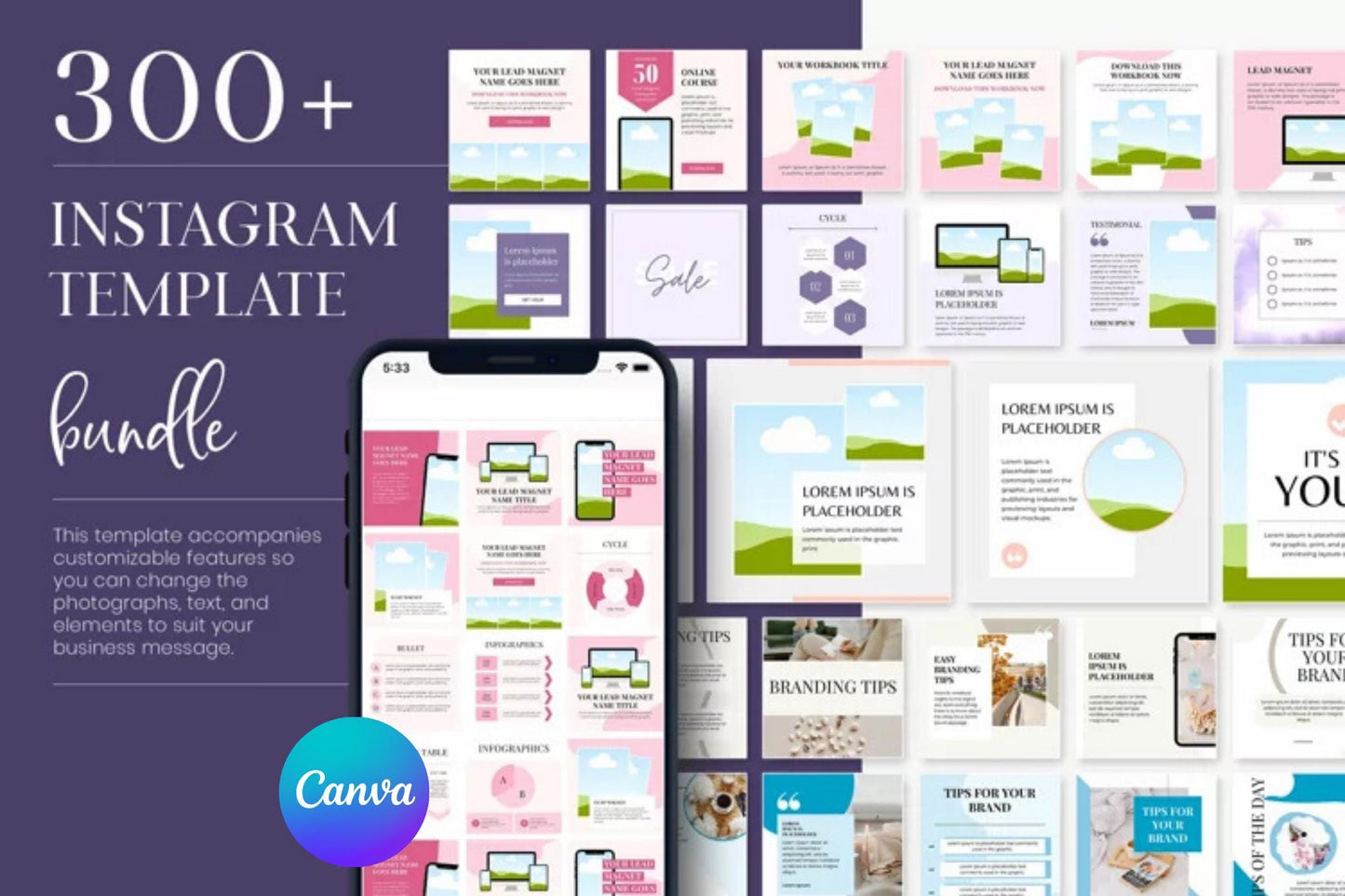 Instagram Post Canva Bundle | 8-in-1 Social Media Templates for Business & Influencers | Editable Engagement Kit