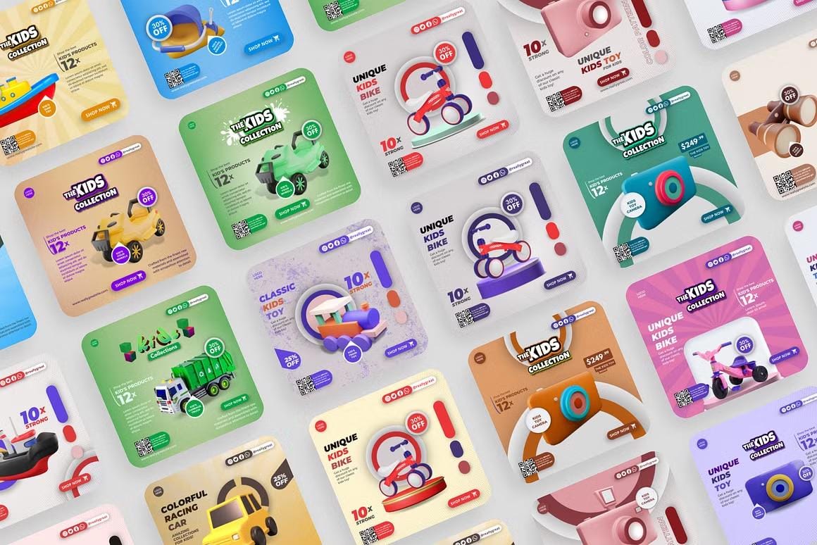 Kids Business Instagram Templates: Canva Pro Social Media Kit (Digital Download)