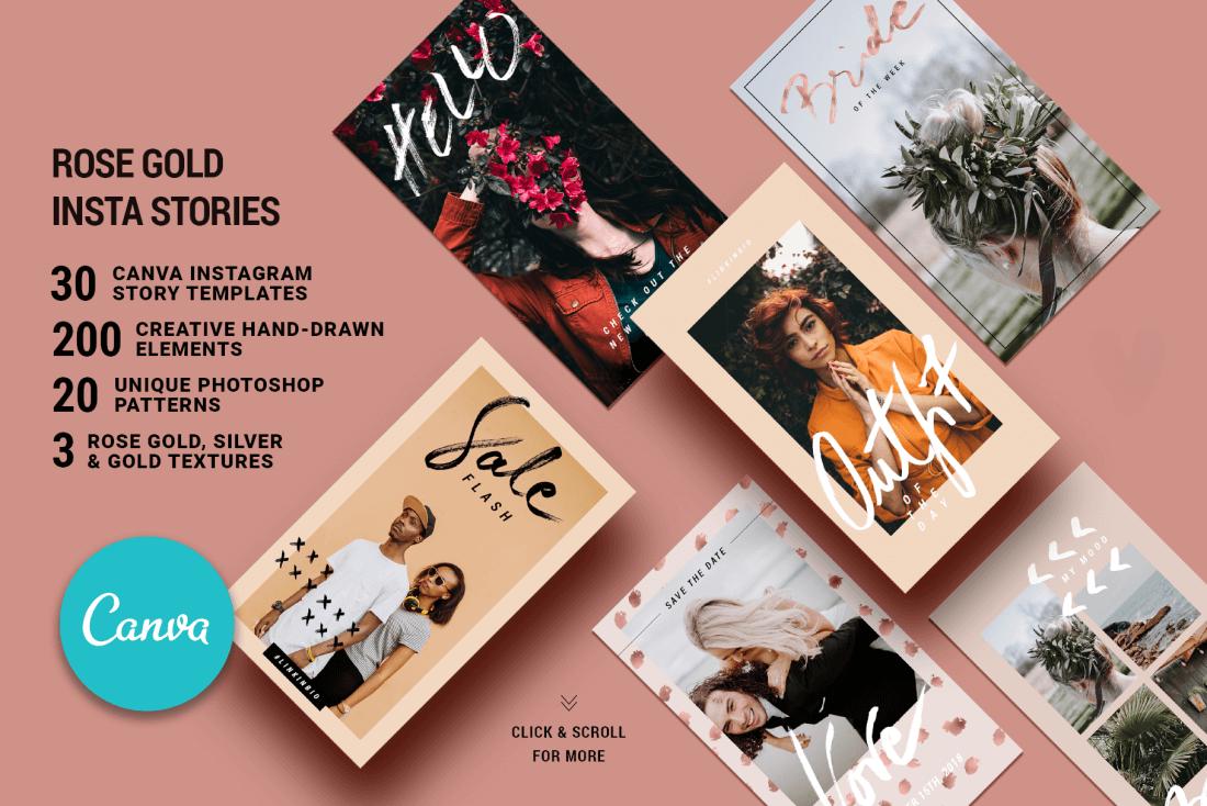 Editable Canva Social Media Templates Bundle - 900+ Instagram, Pinterest, Facebook Posts & Stories, Chic | Modern Designs, Instant Download