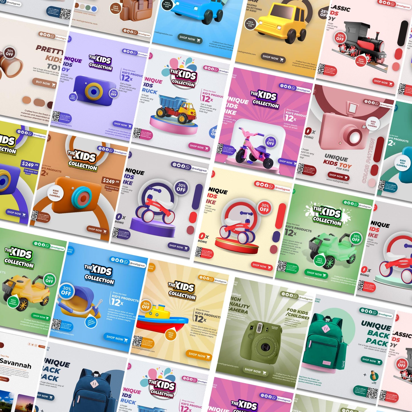 Kids Business Instagram Templates: Canva Pro Social Media Kit (Digital Download)