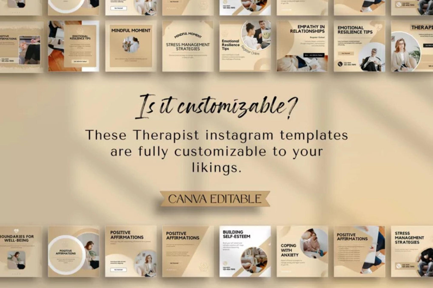 Therapist Instagram Templates: Canva Editable Social Media Kit