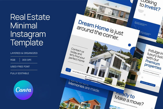 Realtor Instagram Template: Minimalist Real Estate Posts & Stories (Canva)