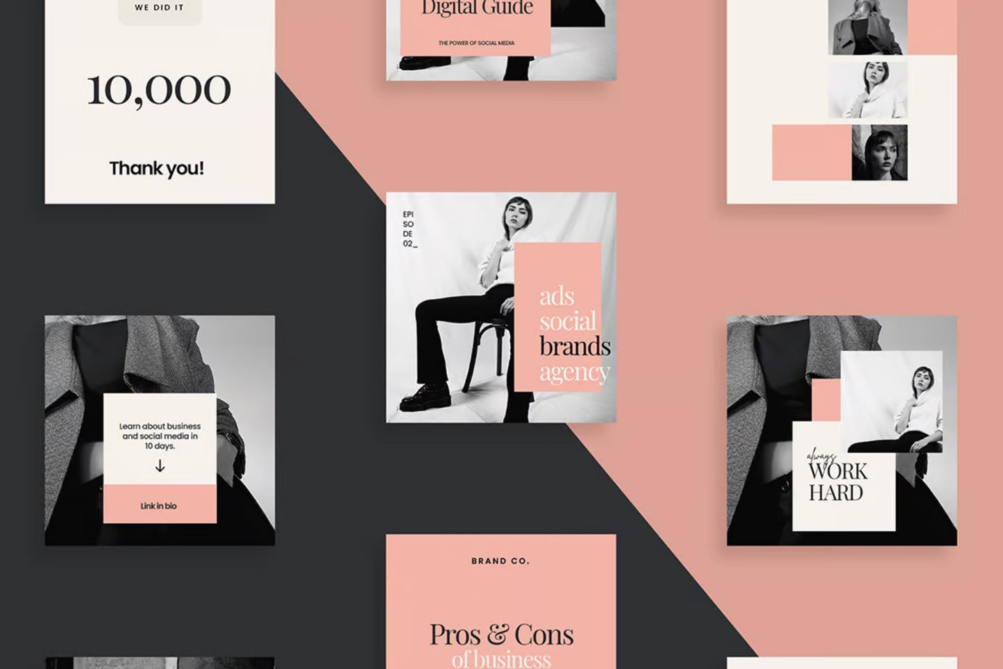 Pink Instagram Post Templates: Social Media Kit (Canva Editable)