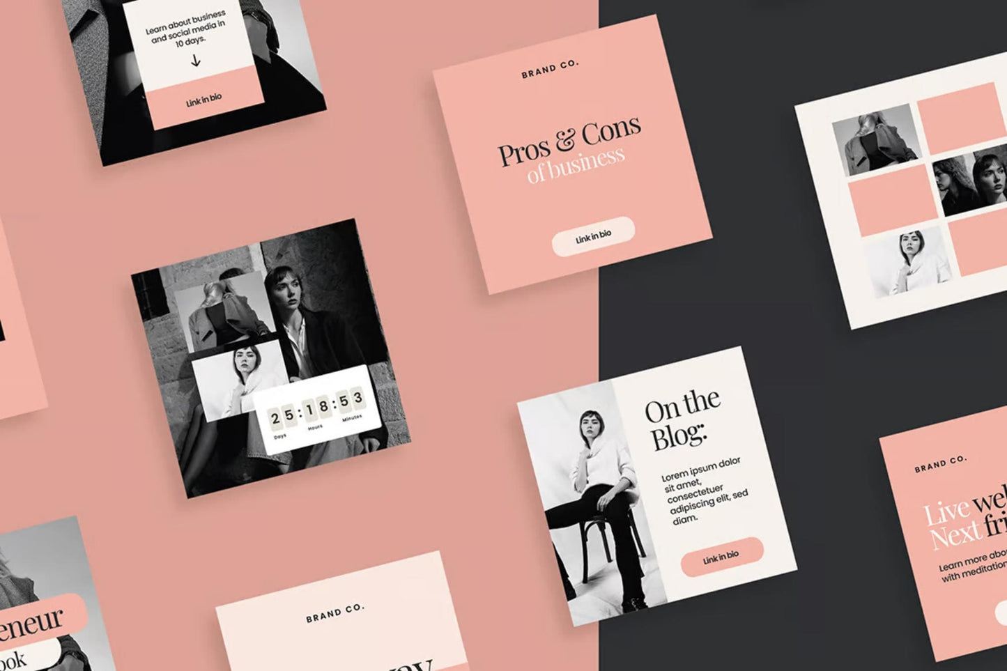 Pink Instagram Post Templates: Social Media Kit (Canva Editable)