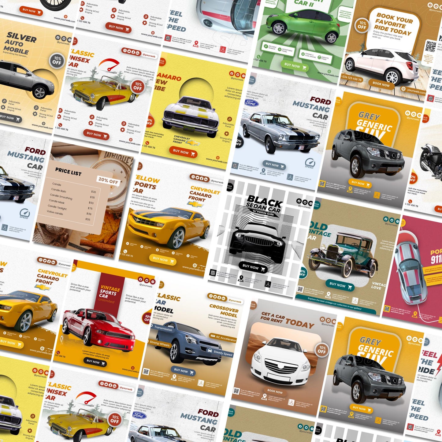 Automotive Instagram Templates for Canva Pro: Car Sales & Mechanics (Digital Download)