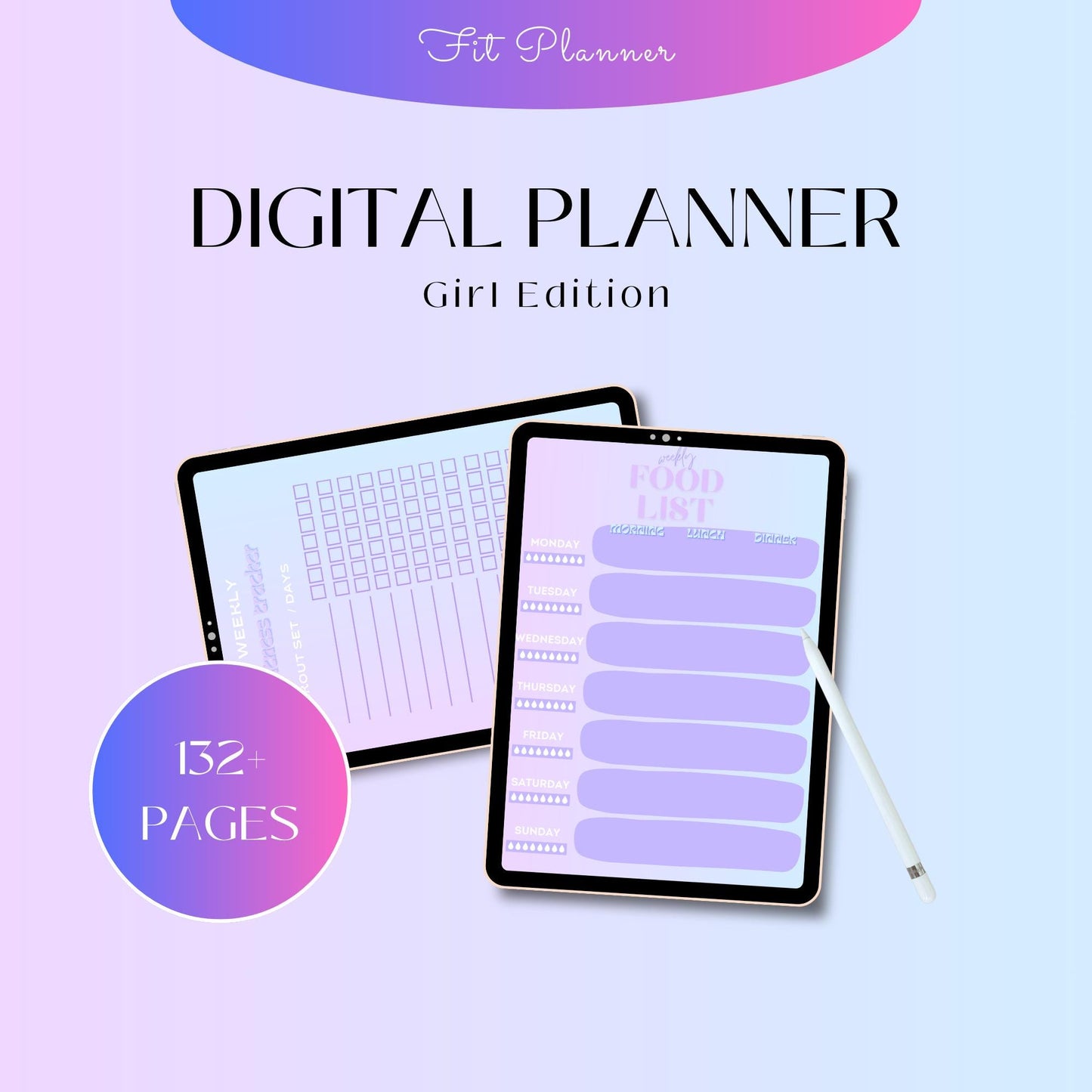 Feminine Fitness Planner: Weight Loss & Workout Journal (Canva Pro Template) (Printable PDF)
