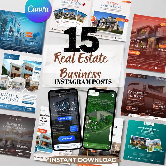 Elegant Real Estate Templates: Modern Realtor Marketing Kit for Canva Pro