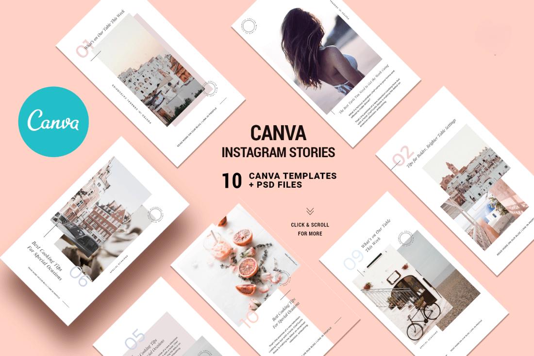 Editable Canva Social Media Templates Bundle - 900+ Instagram, Pinterest, Facebook Posts & Stories, Chic | Modern Designs, Instant Download