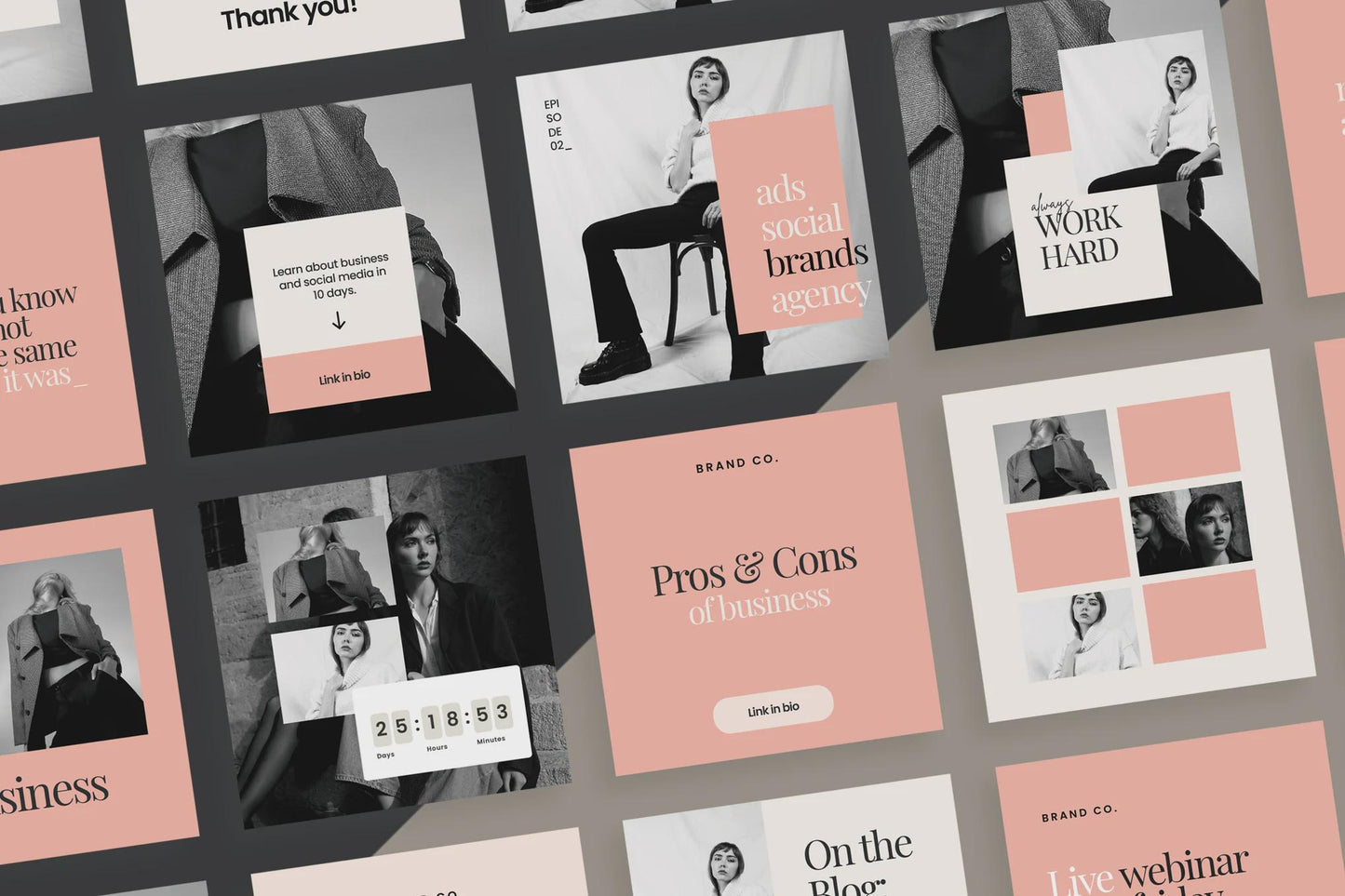 Pink Instagram Post Templates: Social Media Kit (Canva Editable)