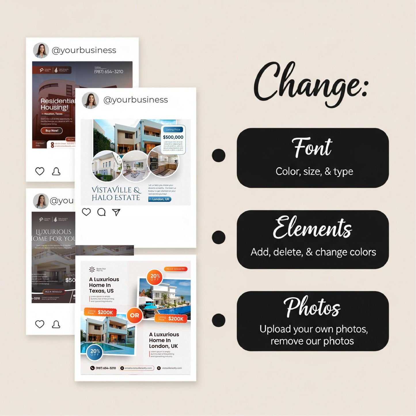 Elegant Real Estate Templates: Modern Realtor Marketing Kit for Canva Pro
