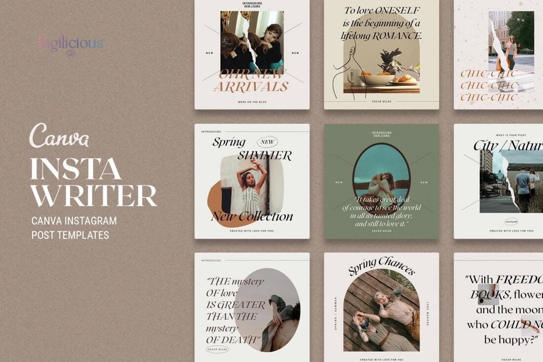 Editable Canva Social Media Templates Bundle - 900+ Instagram, Pinterest, Facebook Posts & Stories, Chic | Modern Designs, Instant Download