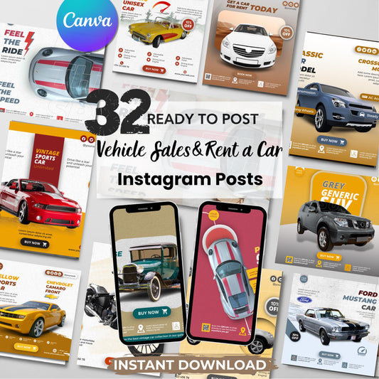 Automotive Instagram Templates for Canva Pro: Car Sales & Mechanics (Digital Download)